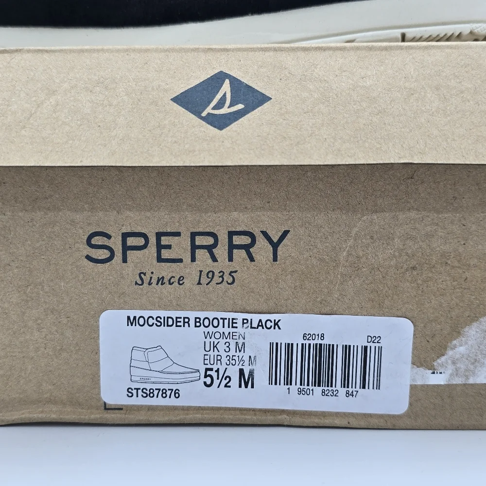 NIB Sperry Moc-Sider Booties, Black, Women's 5.5M - Picture 3 of 16